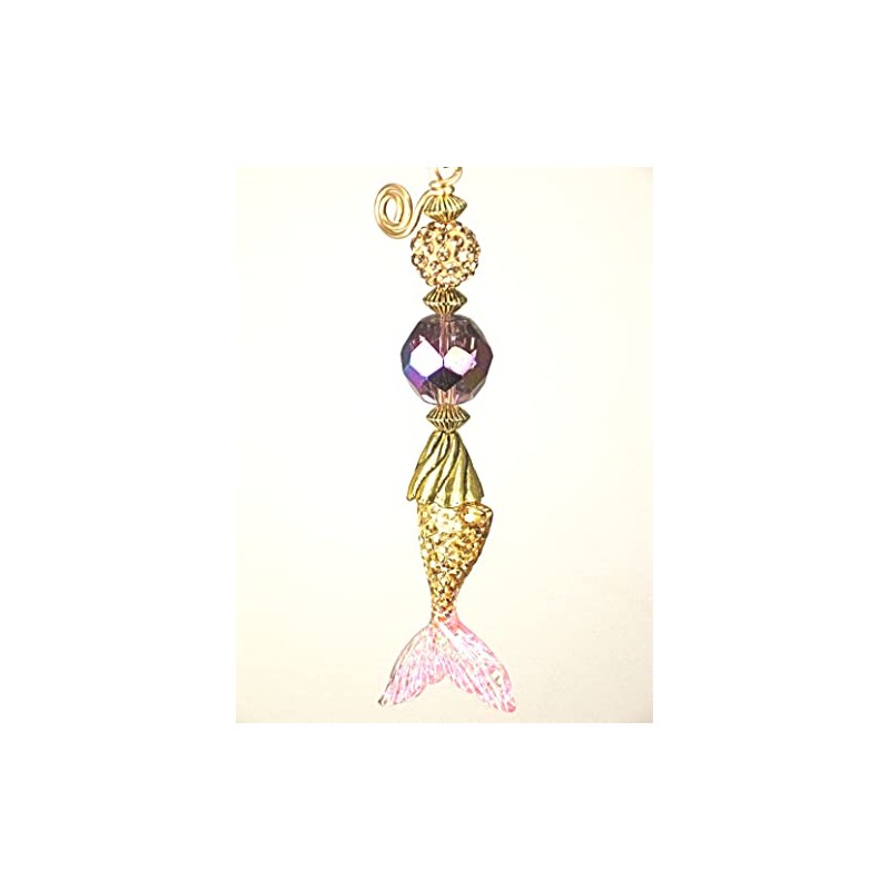 Pink and Gold Mermaid Tail with Rhinestone Ceiling Fan Pull