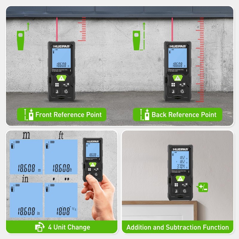 Huepar Laser Rangefinder 394FT (120M) Laser Meter Digital Laser Rangefinder