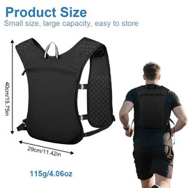 Alaoo Running Vest, Lightweight Hydration Backpack ,Breathable Reflective Running Backpacks for Women & Men Outdoor Sports, Marathon, Trail Race, Cycling, Hiking（Black）