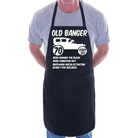 Print4U 70th Birthday Old Banger BBQ Cooking Funny Novelty Apron Black