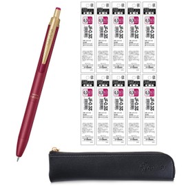 QULLITY ZEBRA SARASA GRAND Gel Ballpoint Pen 0.3mm Cassis Black + 10 Refills, original Black slim pen case