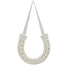 Celtic Design Wedding Horseshoe Good Luck Gift for The Bride On Her Wedding Day, Silver Plated Metal Horse Shoe with Cream Enamel and Diamante Accents