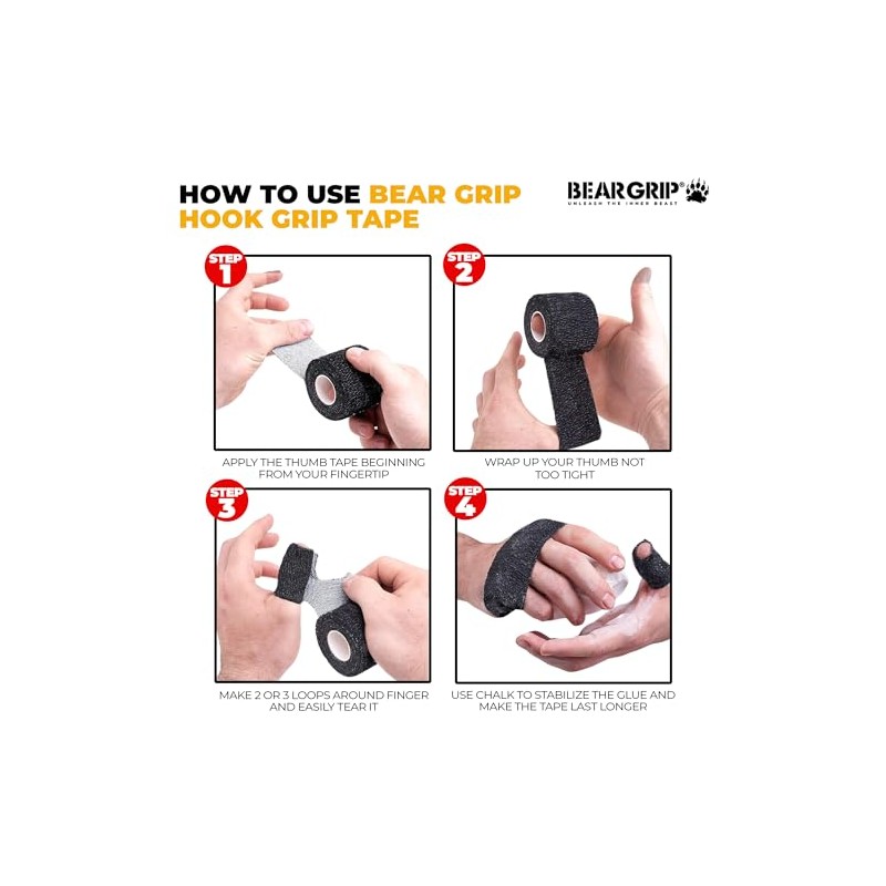BEAR GRIP Lifting Thumb Tape - Easy-Tear Hook Grip Tape