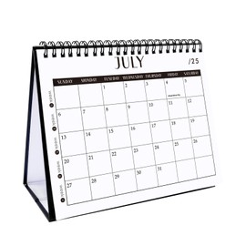 GuassLee Desk Calendar 2025, 2025-2026 12 Months Flip Desktop Calendar Planner Small Runs From Jul 2025 to Jun 2026 with To-Do List & Notes For Home School Office Organizing, 7.5" x 6.8", Black White
