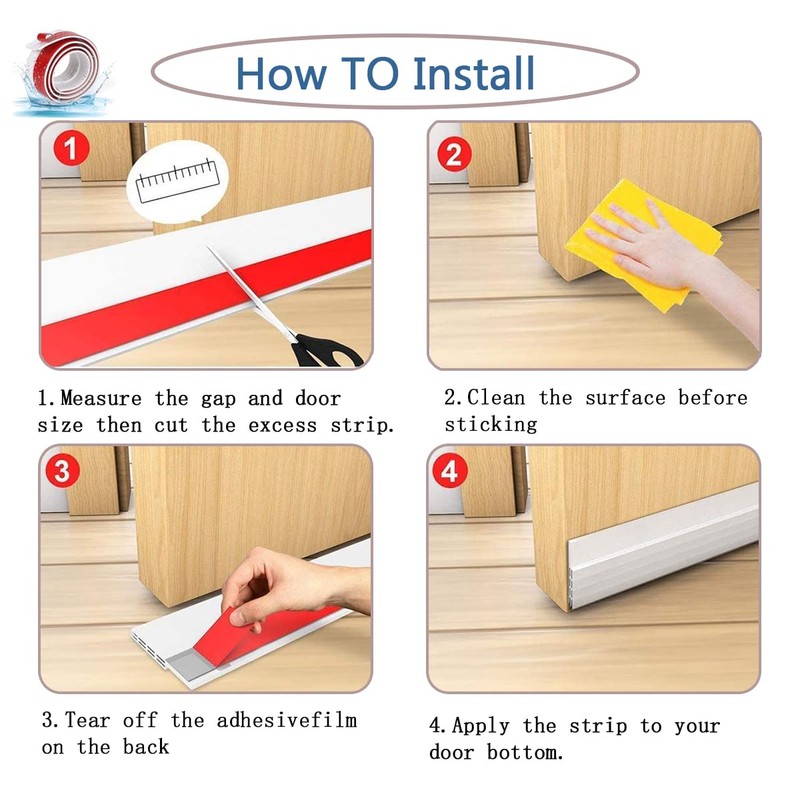 Premium Door Draft Stopper - Easy Install Weather Stripping Seal