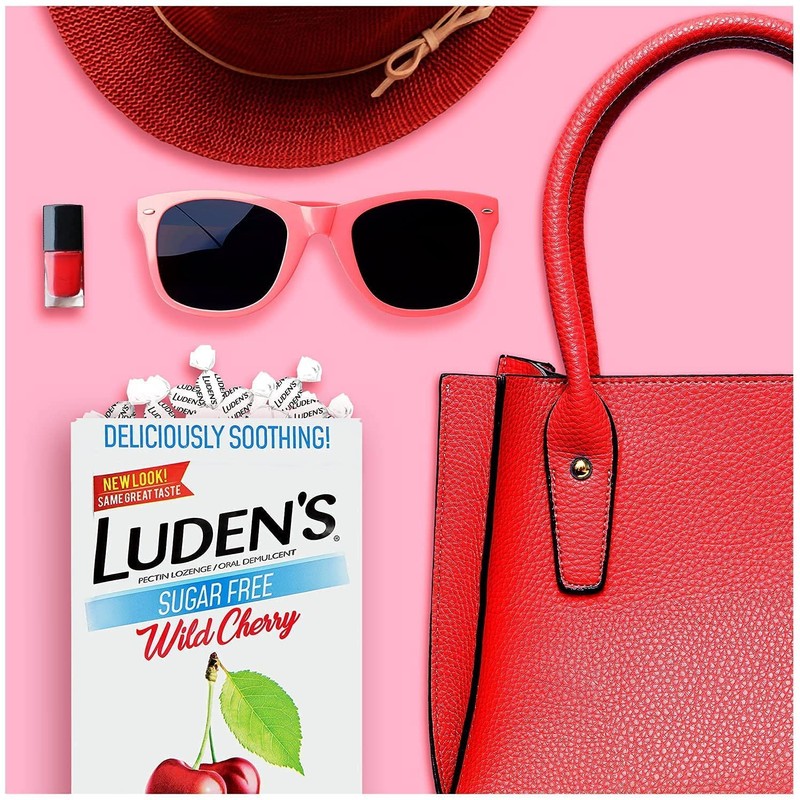 Luden's Sugar Free Wild Cherry Throat Drops, Sore Throat Relief,