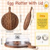 FillTouch Easter Acacia Wood Deviled Egg Platter with Lid and