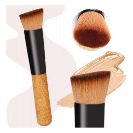 Veraly Brocha Maquillaje Para Base Punta Diagonal Agarre De Madera