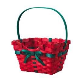 Harilla Christmas Gift Basket, Christmas Carrier Basket with Bow, Empty Gift Basket with Clear Bag, Woven Basket