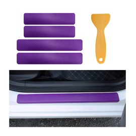 Suvnie 4 PCS Car Door Sill Protector, Carbon Fiber Auto Door Entry Edge Guard Sill Protection Sticker, Anti-Scratch Vehicle Threshold Cover Strips, Universal Decor Car Accessories (Purple, 3D)