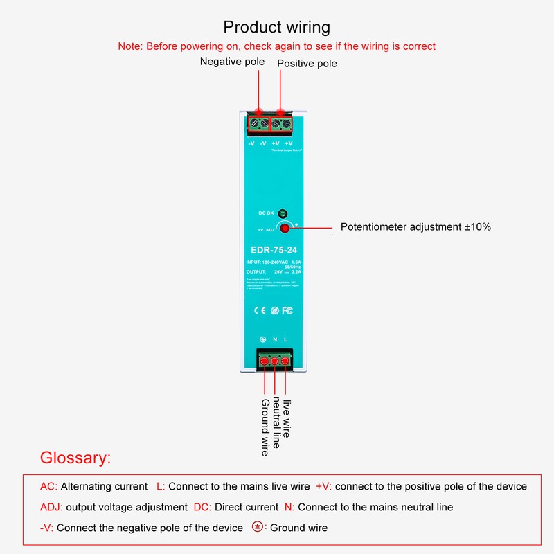 Rail Power DinRail Industrial Switching Supply Electrical DC 24V AC