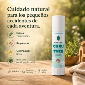 Herbolare Gu Gu Stick Original – Bálsamo en Barra Natural con Árnica, Caléndula y Manzanilla Para Golpes, Raspones y Rozaduras Apto para Bebés y Niños Pack de 2 Sticks de 20 g