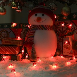 Joygoods 2 Pack Battery Operated Christmas Tree Decorations Fairy String Lights，7ft 20 LEDs Candy Cane String Lights for Home Party St. Nikolas Day Indoor Christmas Tree Garland Decor（Warm White）