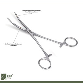 Zite Fishing Hook Release Pliers Fishing 18 cm Curved Fishing Pliers Stainless Steel Fishing Tool Hook Removal for Perch, Trout, Carp & More