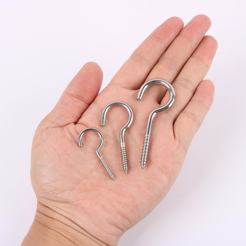 BOUMVID Pack of 10 Screw Hooks, Stainless Steel, Ceiling Hook,