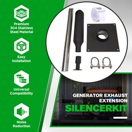 Generator Exhaust Extension Silencer Kit with Insulated Through- Wall Mounting Plate Safely Vent Exhaust Reduce Noise By 50% Compatible with Firman H07552 Wh03242 T07571 T07573 Honda Eu6500is Eu7000is