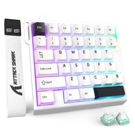ATTACK SHARK M36 HE One-Handed Wired Hall Effect Keyboard, 8K Polling & 0.125ms, Adjustable Trigger, Hot-Swappab, PBT Keycap, RGB, Web Driver Support, Gaming Keyboard for PC/Gamer Starlight