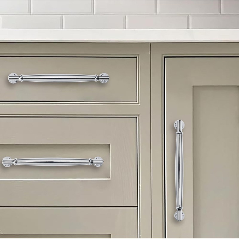 khtumeware 10 Pack 3 Inch(76mm) Polished Chrome Cabinet Pulls Heavy