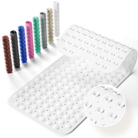 Krussier Non-Slip Bath Tub Mat, 39x16 Inch Extra Large Shower Mat with Drain Holes & Suction Cups, Machine Washable, White
