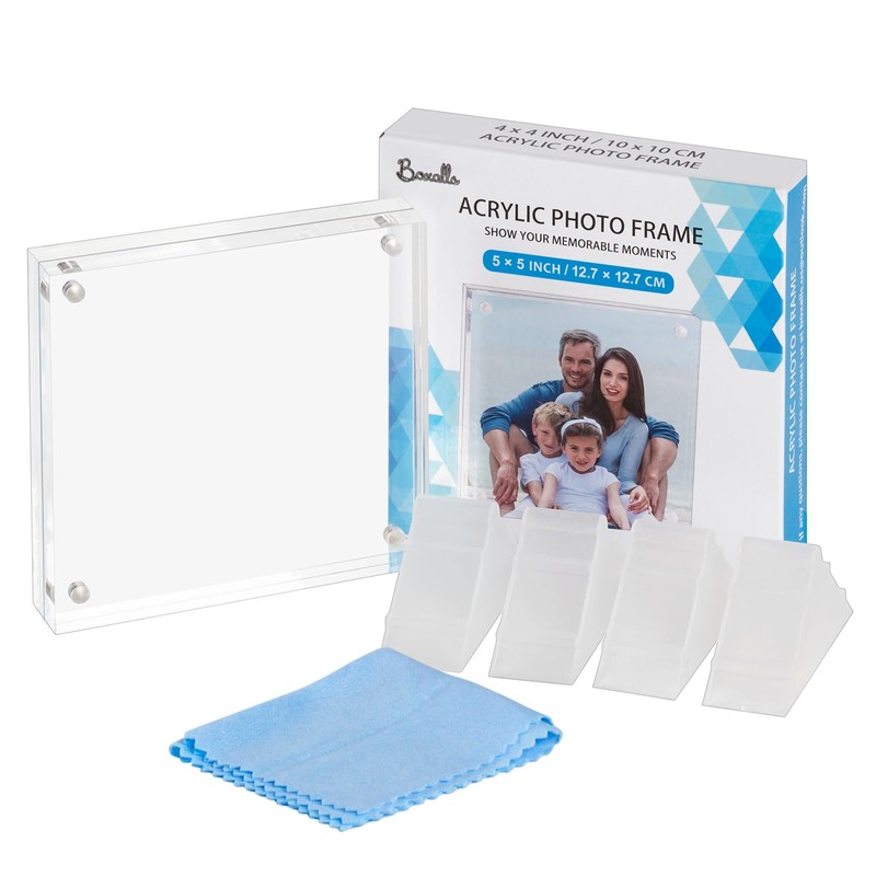 Boxalls 5x5 Acrylic Picture Frame, Clear Frameless 5x5 Inches Photo