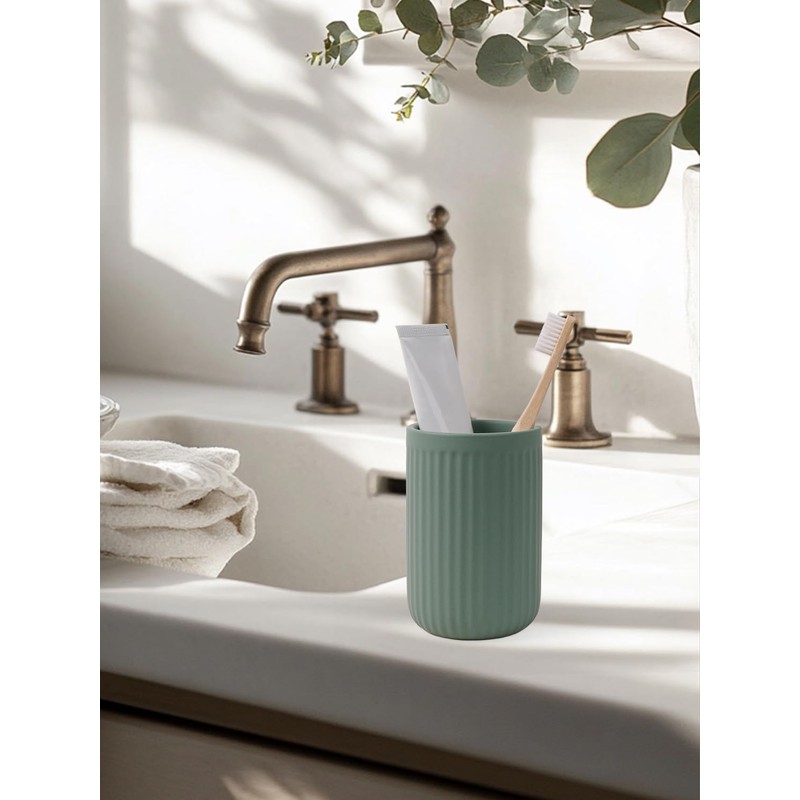 INGOFIN Ceramic Toothbrush Holder, 12 oz Toothpaste Holder Bathroom Cup,