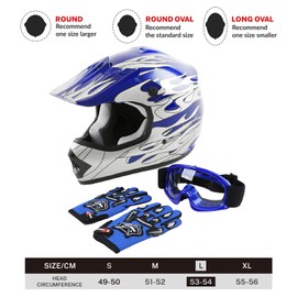 TCT-MOTORPARTS DOT Youth Kids ATV Motocross Offroad Street Helmet Full Face Motorcycle Off-Road ATV Helmet Dirt Bike Motocross Helmet+Gloves+Goggles