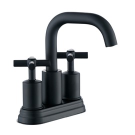 Two Handle Lavatory Faucet 4-inch Centerset Bathroom Sink Faucets with Drain Assembly for 3 Hole Sink Matte Black Finish DF-4303CCH-MT Duttao