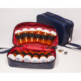 SafeTote Rx Large Portable Medication Lock Bag with TSA Lock and 7 Day/Night Pill Organizer