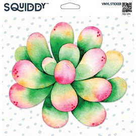 Squiddy Watercolor Succulent Colorful - Vinyl Sticker (7" Tall)