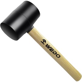 WEDO 680g Rubber Mallet Hammer,Double Faced Soft Mallet with Wooden Handle, Black