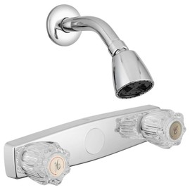 Dura Faucet Economical Shower Faucet with Classic Clear Acrylic Knobs and Shower Head (Chrome Polished)