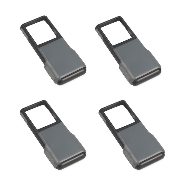 Carson 5x MiniBrite LED Lighted Slide-Out Aspheric Magnifier with Protective Sleeve - Set of 4 (PO-55MU),Gray