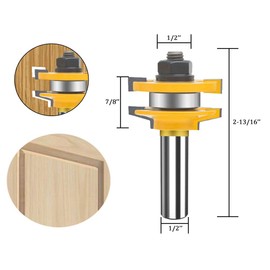 TAIWAIN Router Bit Wood Cutter 1/2-Inch Shank 3PCS, Bevel Raised Panel Woodworking Wood Cutter, Wood Carbide Groove Tongue Milling Tool, Cabinet Door Rail and Stile Router Bits(Hypotenuse)