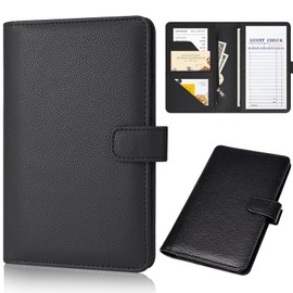 JKhandy Server Book for Waitress - Leather Waiter Book Server Wallet with Zipper Pocket, Cute Serving Book&Server Note Pads Holder with Magnetic Closure, Black