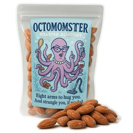 Octomomster – Roasted Salted Almonds, Funny Gift for the Best Mom Ever, Mother’s Day Snack for Supermoms, Hilarious Almond Treat for Women Who Do It All, Playful Gift for Mom