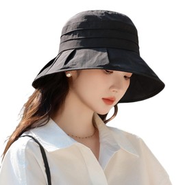 [Karsaer] レディース帽子 春夏 UVカット 深め つば広帽子 小顔効果 涼感素材 紫外線対策 涼しい 女性用ハット 折り畳み可能 シンプルG0202