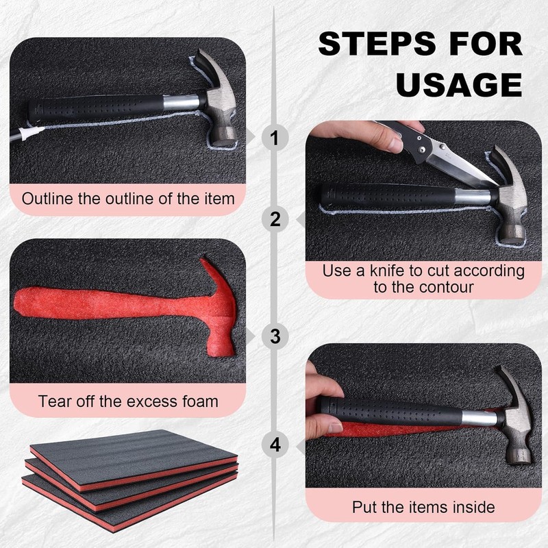 DGSL Tool Box Foam 4 Pack, 22x18x2 In Foam Inserts