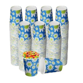 300 Pack 5 oz Paper Cups, Disposable Bathroom Cups, Small Mouthwash Cups Mini, 5 ounce Paper Cups for Bathroom, Supermarket, Birthday Party, Travel, Events, Picnic, BBQ 300 Count(blue flower)