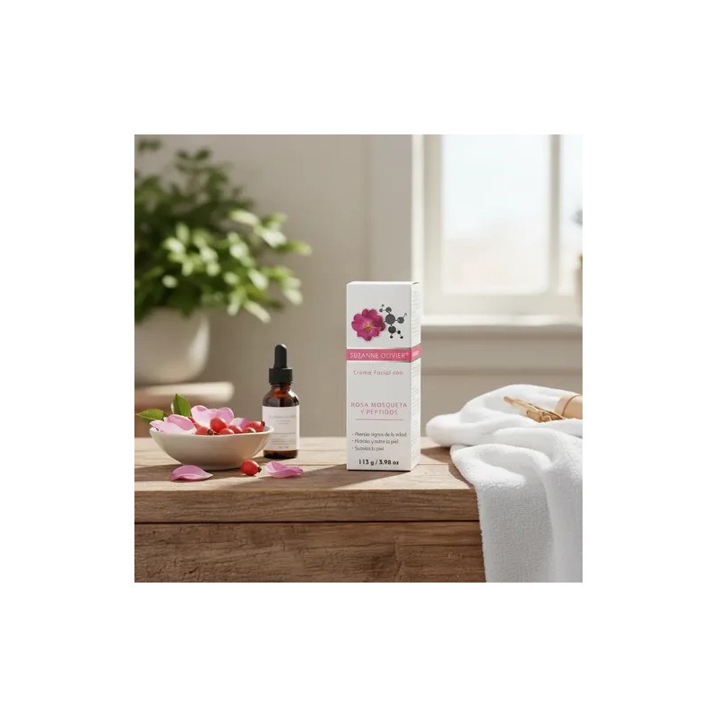 Crema Facial Rosa Mosqueta Peptidos Y Ácido Hialurónico