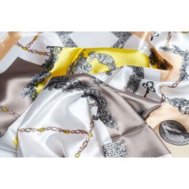 GLORIS Silk Scarf Women's Elegant 90 x 90 cm Silk Scarf Hair Silk Scarf Women's Silk Elegant Satin Scarf Neckerchief Silk Women's Bandana Scarf Headscarves Women's Neck Scarf, yellow