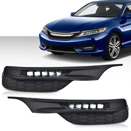 G-PLUS Compatible with Honda Accord 4-Door Sedan 2016 2017 Clear Lens LED Front Bumper Fog Lights Lamps with Bezels Switch and Wiring Kit