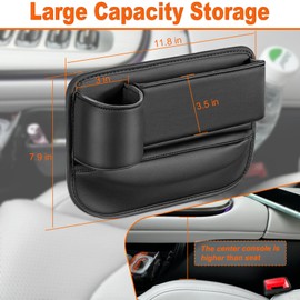 2 Pack Black Car Seat Gap Filler for Driver ＆ Passenger, Adjustable Car Seat Gap Filler Organizer with Car Cup Holder Keeps Car Tidy,car Gap Filler Organizer for Cards, Keys and Phones
