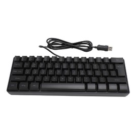 USB Wired Gaming Keyboard 60 Percent RGB Backlight 61 Keys Portable Compact Keyboard for PC Gamer Typist Black