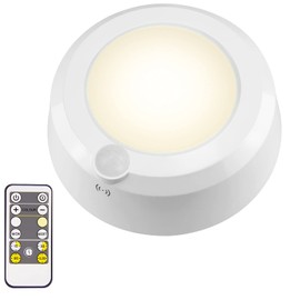 LUXSWAY Wireless Ceiling Light with RF Remote and Motion Detector, Cool Warm White Shower Light,Super Bright Battery Ceiling Light Timer for Closet Hallway Stair Gargage 5.67 Inch, 300Lumens