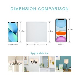 LAMPWELL MEMO Clip-on Chandelier Fabric Lamp Shades,Set of 6,Small Drum,5.2"×5.2"×H5.2",Linen, Handmade,Modern Trendy Decorative,ONLY FOR CANDLE BULB,White