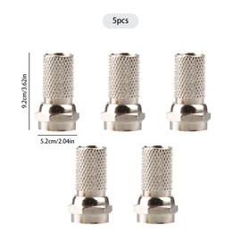 Tabanzhe 5-Pack Waterproof F Plug Connectors - Micro Screw/Twist On Design for Aerial Coaxial Cable,Secure and Reliable Connectivity for Satellite TV Installations in Various Weather Conditions