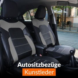 Upgrade4cars Upgrade4cars Sitzbezge Auto Vordersitze Kunst-Leder Schonbezge Set Universal Schwarz Grau | Auto-Zubeh?r Innenraum Sitzschoner