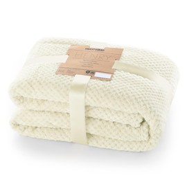 DecoKing Henry Cuddly Blanket, Soft, Fleece Microfibre Bedspread in Scandinavian Style, Cream, 170 x 210 cm