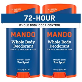 Mando Desodorante de Cuerpo Entero para Hombre - Barra Sólida Suave - Control de Olor A 72 Horas - Libre de Aluminio, Libre de Bicarbonato de Sodio, Seguro para La Piel - 2.6 Onzas(Paquete de 2) - Pro
