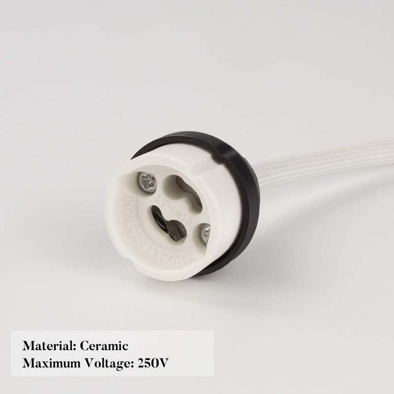 DiCUNO GU10 Ceramic Socket Lamp Holder, 15CM Long Wire Bulb